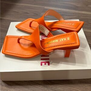 Kat Maconie Leather Kitten Heel Sandals Size 8 Orange